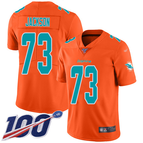 Nike Miami Dolphins #73 Austin Jackson Orange Youth Stitched NFL Limited Inverted Legend 100th Season Jersey